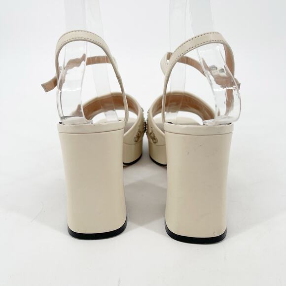 Gucci Mystic White Janaya Interlocking GG Studs Ankle Strap Sandals EU 38.5 - Picture 7 of 16